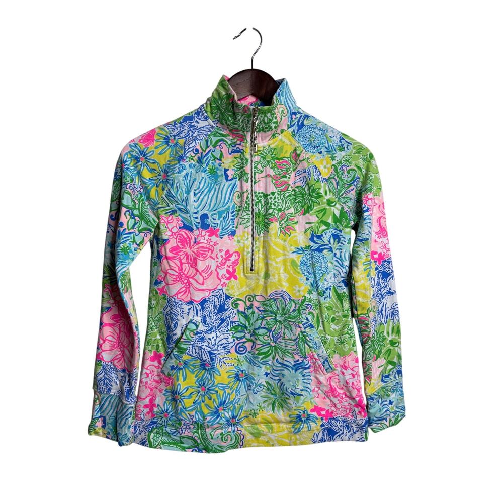 Lily Pulitzer Skipper Popover size XXS Multicolor Floral Half Zip Pullover Top
